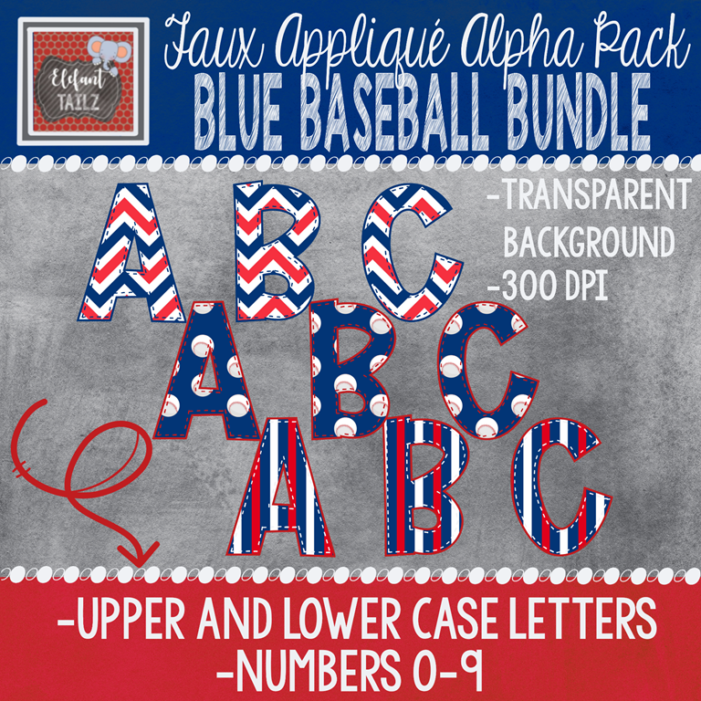 Alpha & Number Pack - Blue Baseball BUNDLE