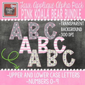Alpha & Number Pack - Pink Koala Bear BUNDLE