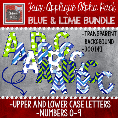 Alpha & Number Pack - Blue & Lime Green BUNDLE