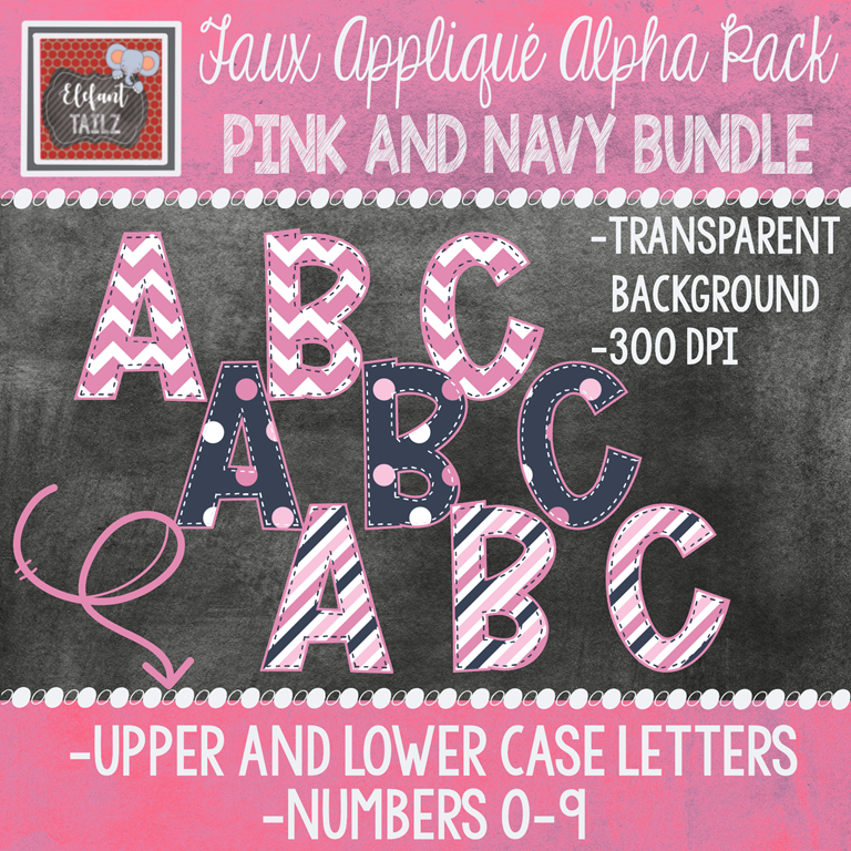 Alpha & Number Pack - Pink & Navy Bundle