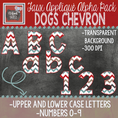 Alpha & Number Pack - Faux Applique - Dogs Chevron