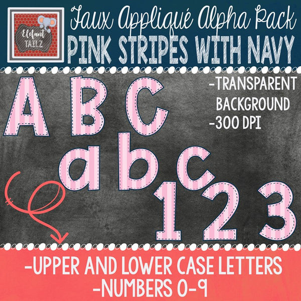 Alpha & Number Pack - Coral & Navy BUNDLE #2