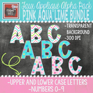 Alpha & Number Pack - Pink Aqua Lime BUNDLE