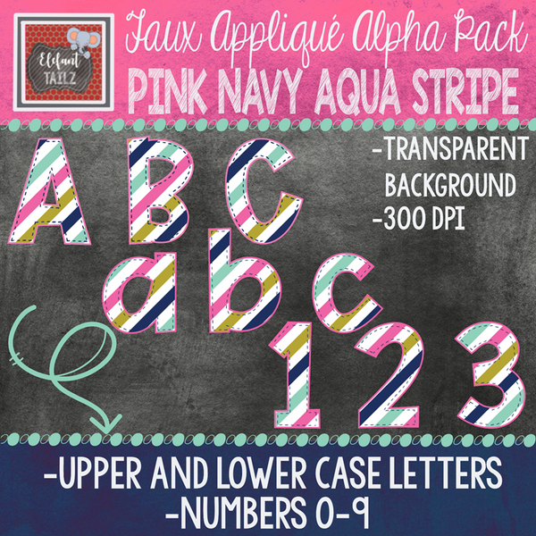 Alpha & Number Pack - Pink Navy Aqua BUNDLE