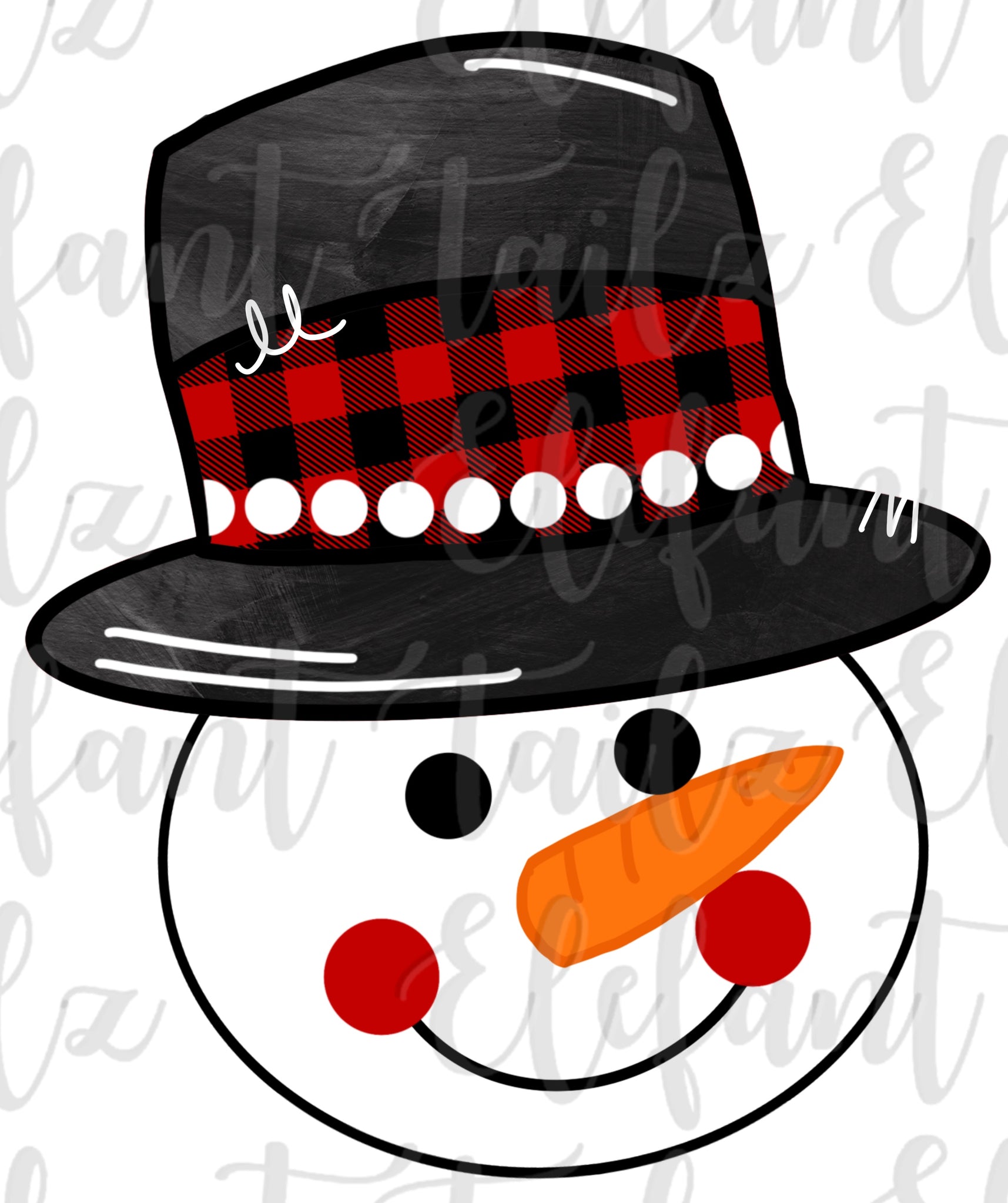 Snowman Head - Red & Black Buffalo Plaid