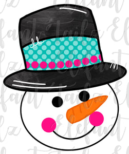 Snowman Head - Teal Polka Dot