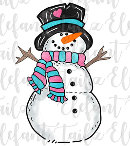 Snowman - Pink & Aqua