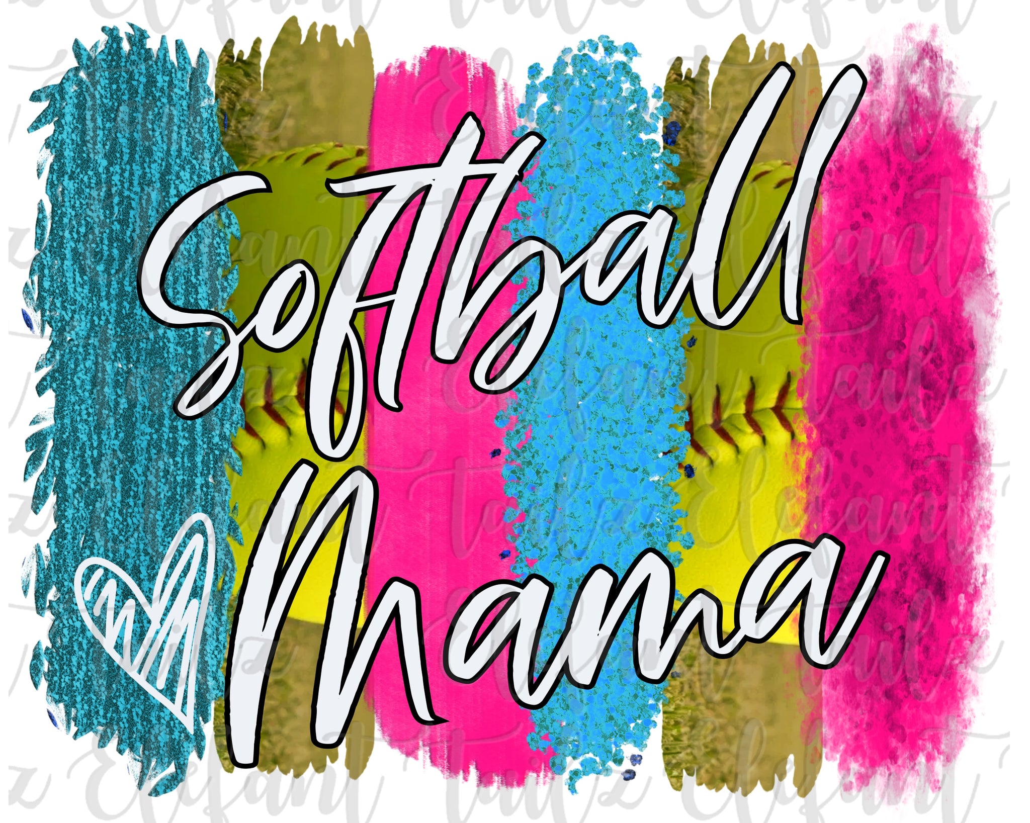 Softball Mama Brushstrokes