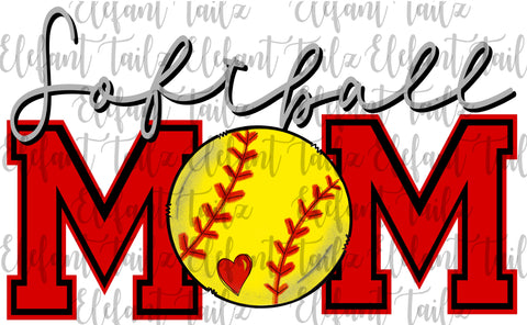 Softball Mom Red