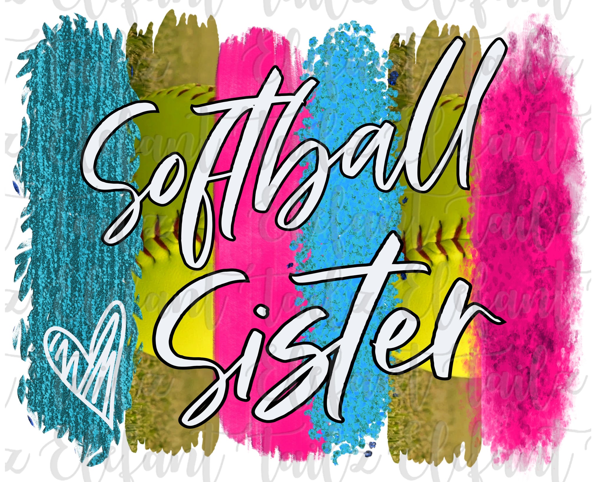 Softball Sister Brushstrokes