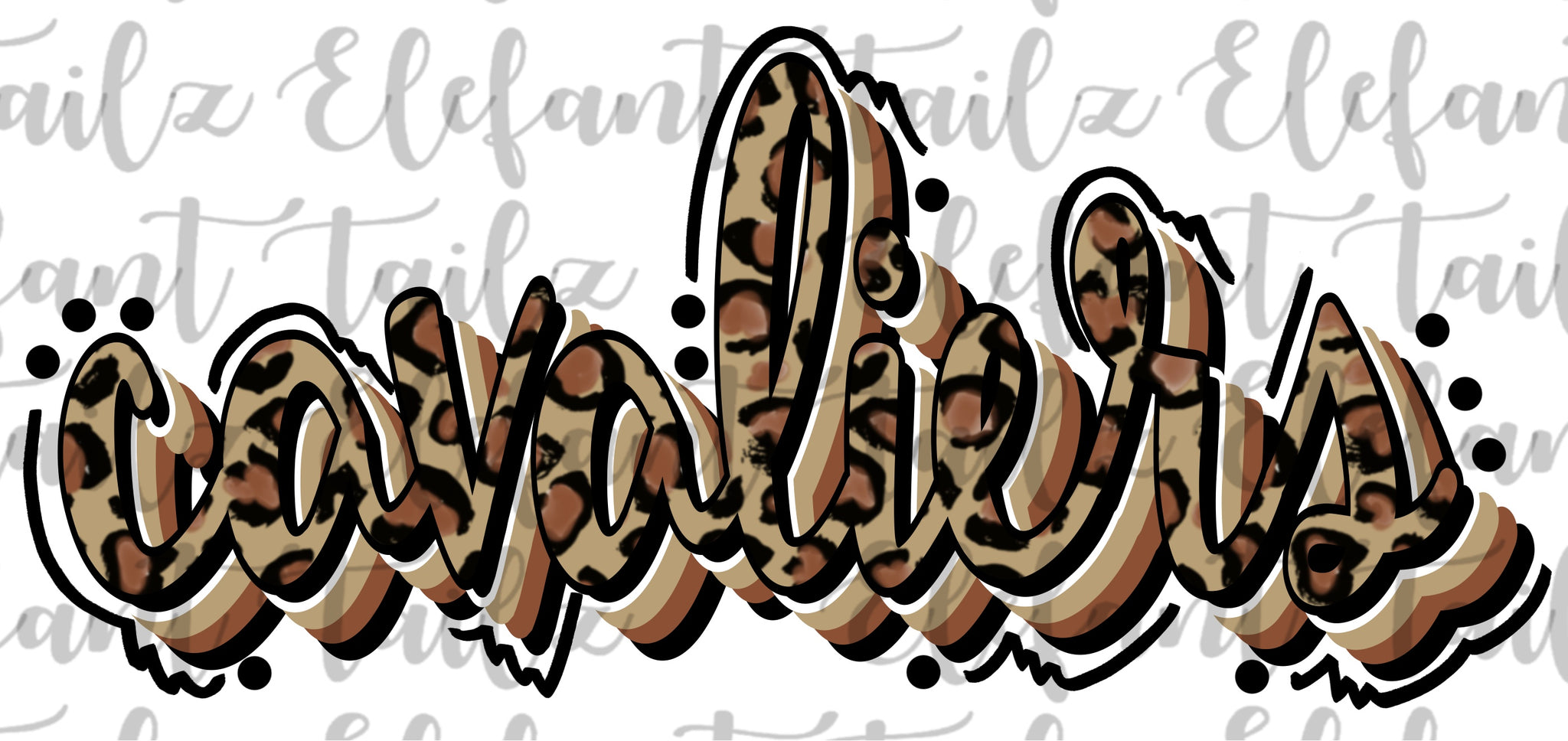 Stacked Script Leopard Cavaliers