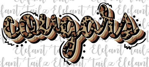 Stacked Script Leopard Cougars
