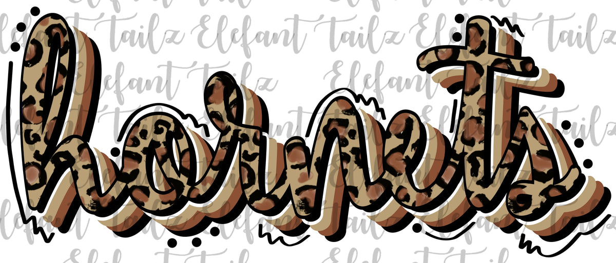 Stacked Script Leopard Hornets – Elefant Tailz