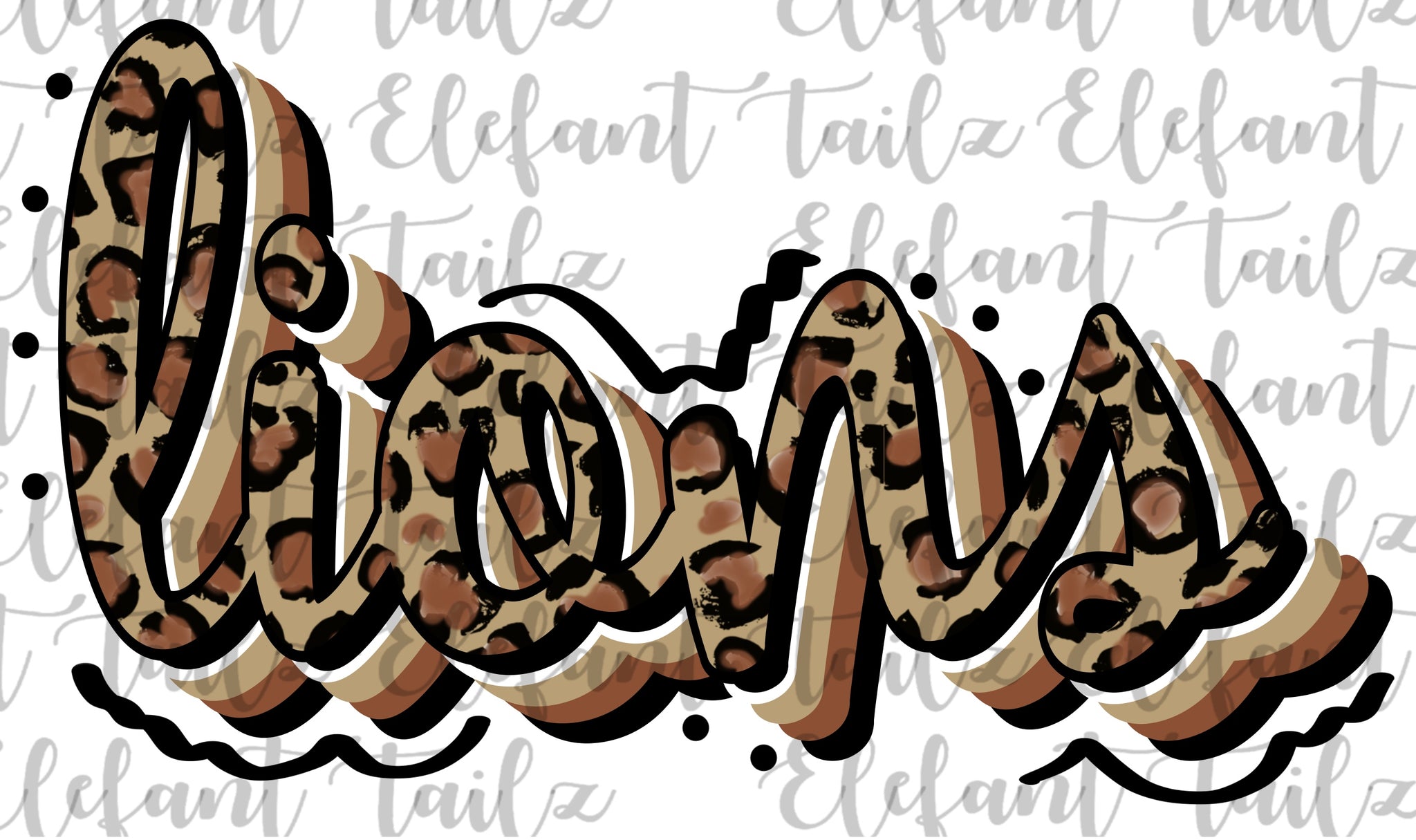 Stacked Script Leopard Lions