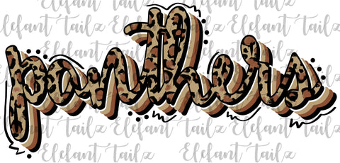 Stacked Script Leopard Panthers