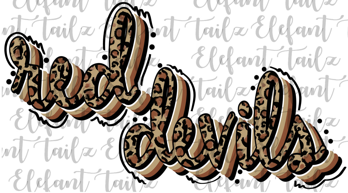 Stacked Script Leopard Red Devils – Elefant Tailz