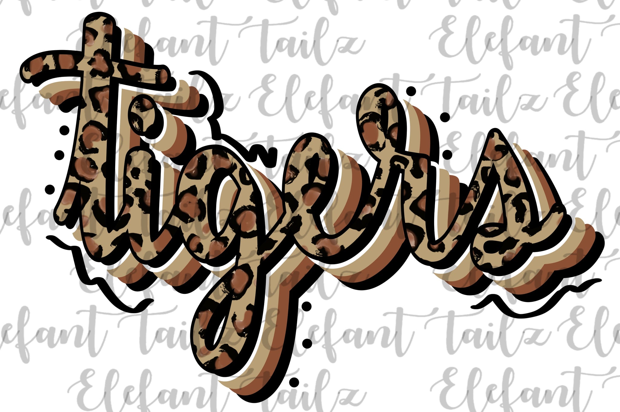 Stacked Script Leopard Tigers