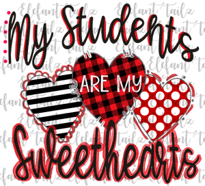 My Students Are Sweethearts Red and Black Hearts