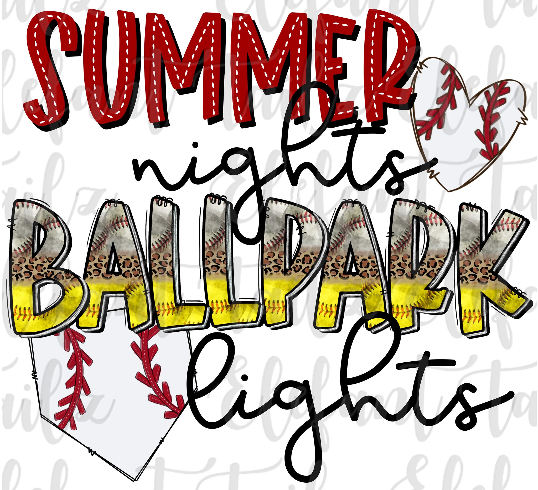 Summer Nights Ballpark Lights Both - Baseball & Softball