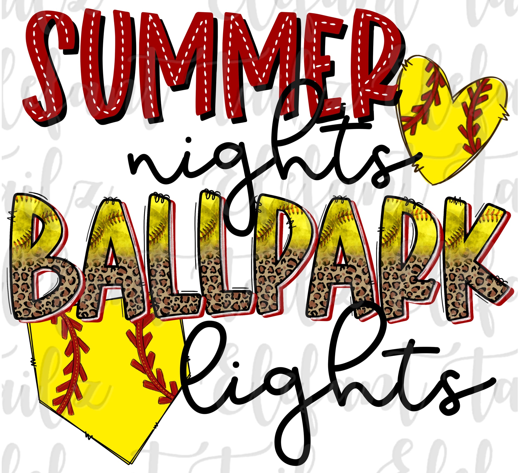 Softball Summer Nights Ballpark Lights