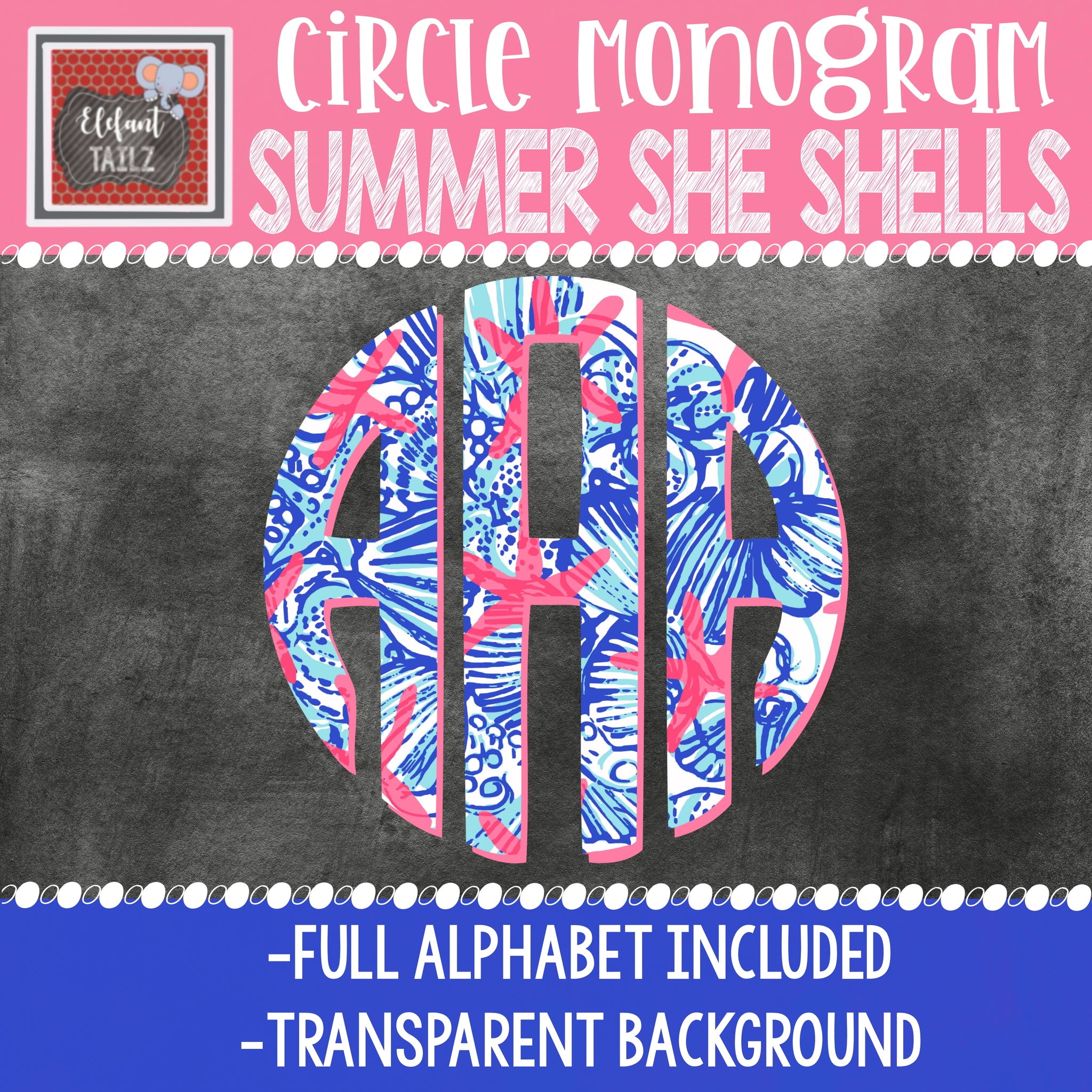 Lilly Pulitzer Summer She Shells Circle Monogram