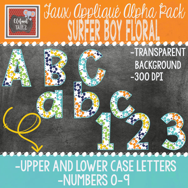 Alpha & Number Pack - Surfer Boy BUNDLE #1