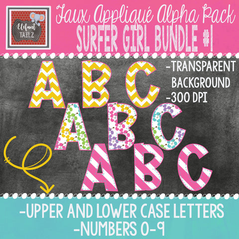 Alpha & Number Pack - Surfer Girl BUNDLE #1