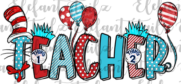 TRANSFER:  Teacher Crazy Cat & Balloons