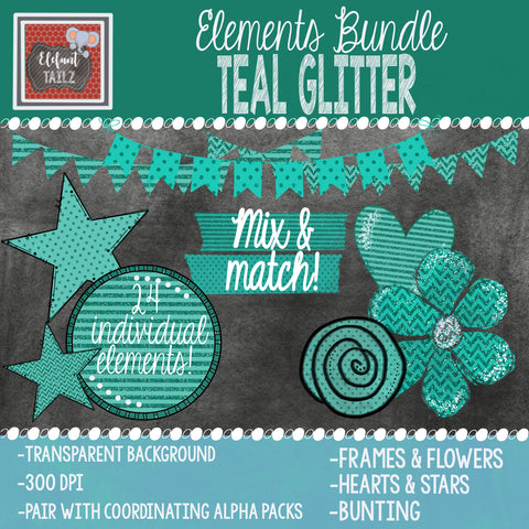 Teal Glitter Elements BUNDLE