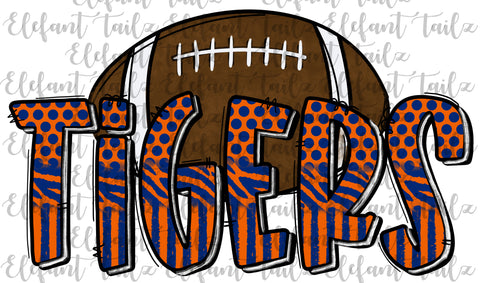 Tigers Football Doodle Letters
