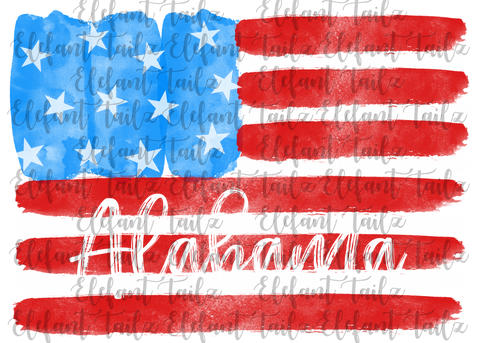 U.S. Flag Watercolor Alabama