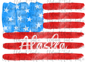 U.S. Flag Watercolor Alaska