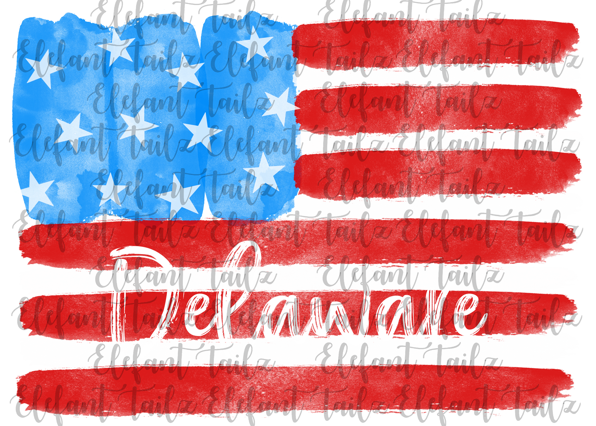 U.S. Flag Watercolor Delaware