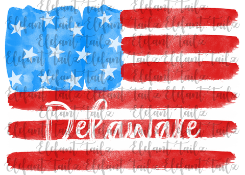 U.S. Flag Watercolor Delaware