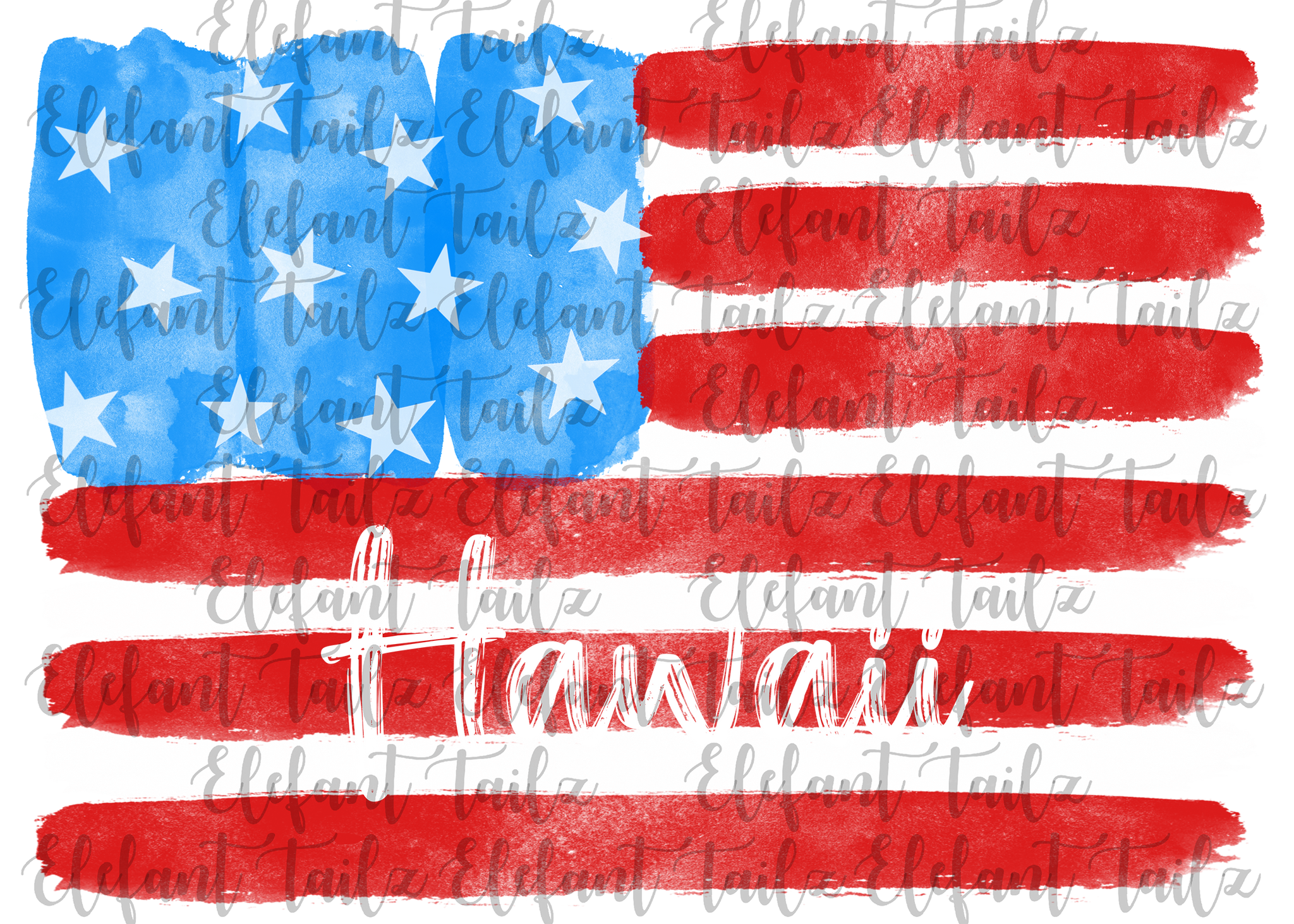 U.S. Flag Watercolor Hawaii