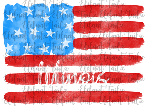 U.S. Flag Watercolor Illinois