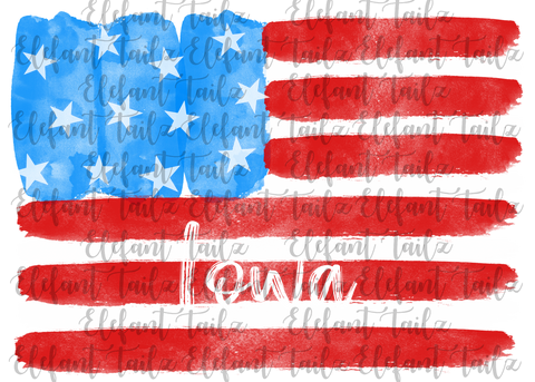 U.S. Flag Watercolor Iowa