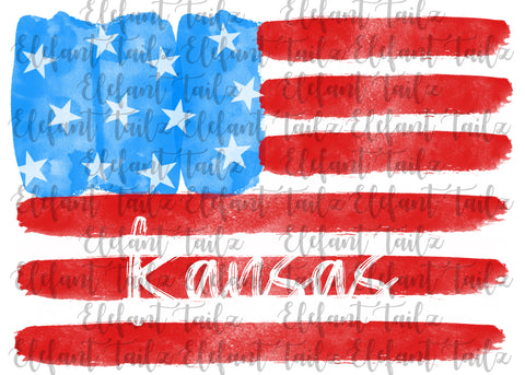 U.S. Flag Watercolor Kansas