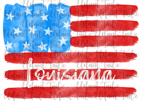 U.S. Flag Watercolor Louisiana