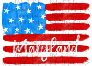 U.S. Flag Watercolor Maryland