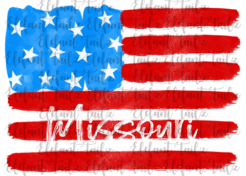 U.S. Flag Watercolor Missouri
