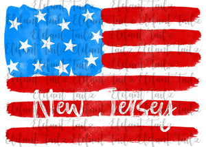 U.S. Flag Watercolor New Jersey