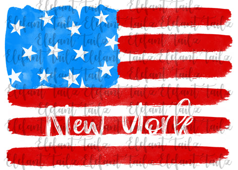 U.S. Flag Watercolor New York