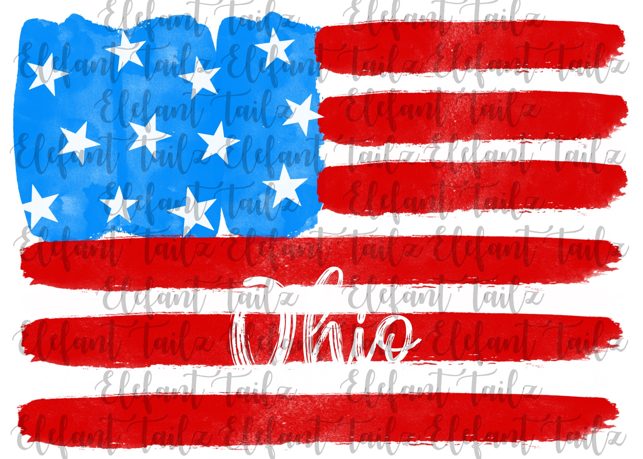 U.S. Flag Watercolor Ohio