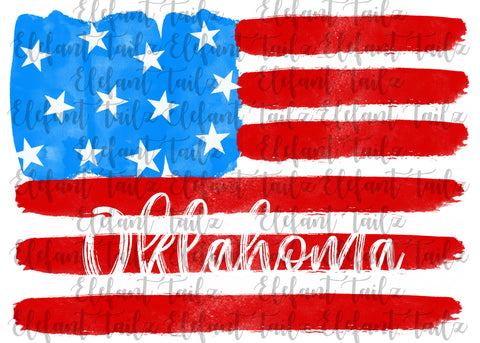 U.S. Flag Watercolor Oklahoma