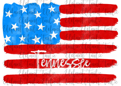 U.S. Flag Watercolor Tennessee