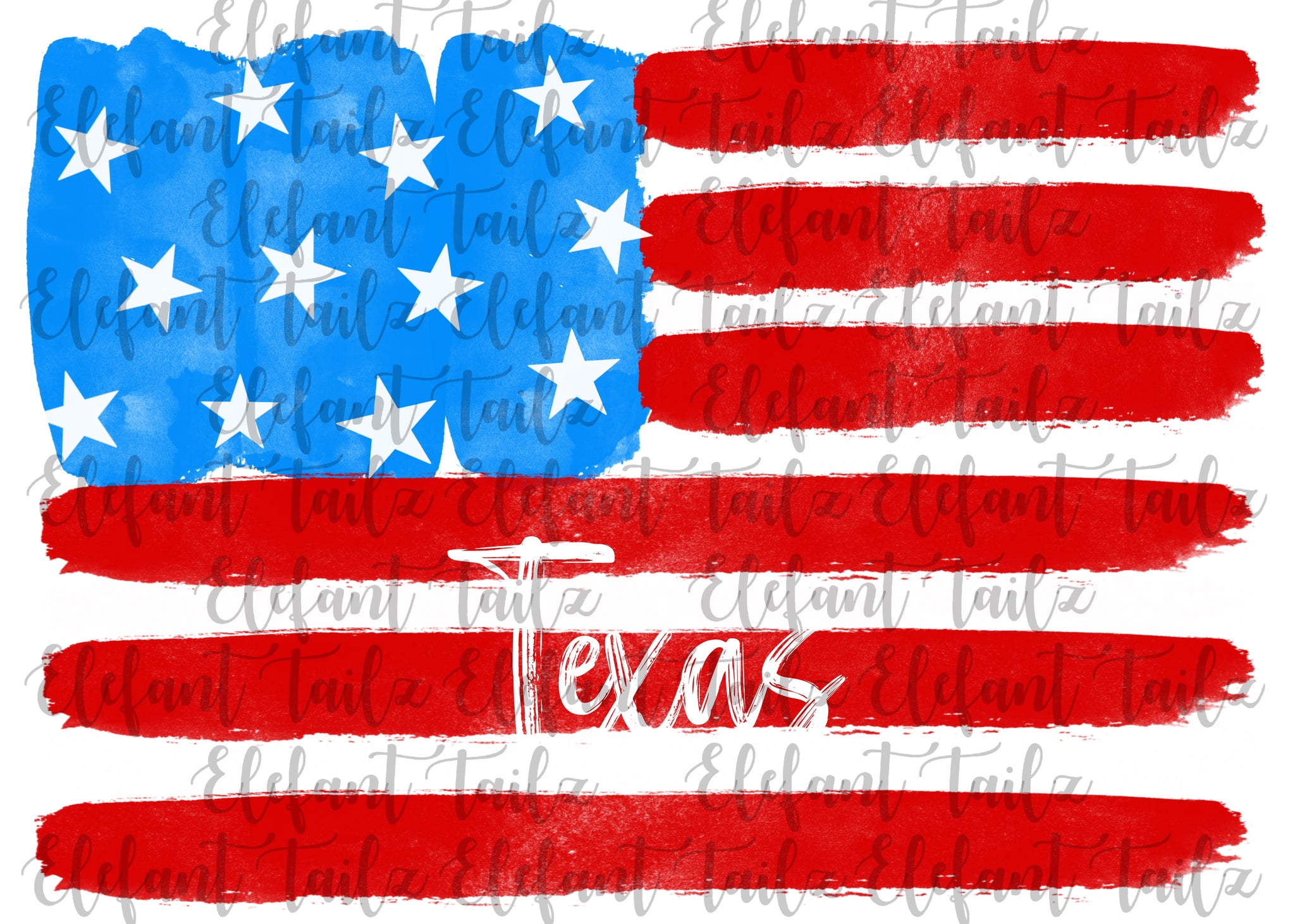 U.S. Flag Watercolor Texas