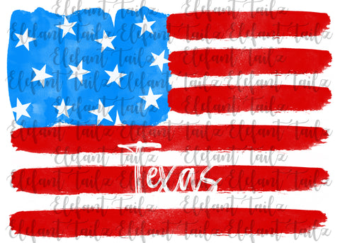 U.S. Flag Watercolor Texas