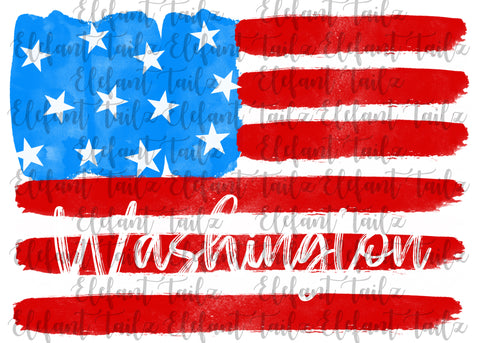 U.S. Flag Watercolor Washington