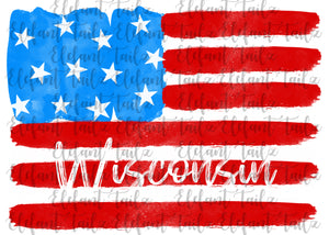 U.S. Flag Watercolor Wisconsin